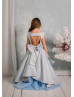 Sky Blue Jacquard Tulle Cutout Back Flower Girl Dress Sky Blue Jacquard Tulle Cutout Back Flower Girl Dress